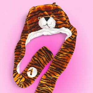 Tiger Print Animal Hat with Mittens